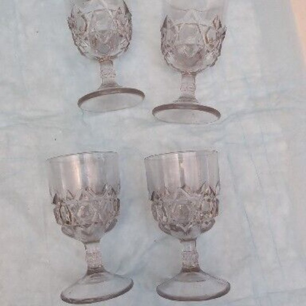 Vintage SET of 4 STEMMED CLEAR WINE GOBLET GLASSES 6" 1989